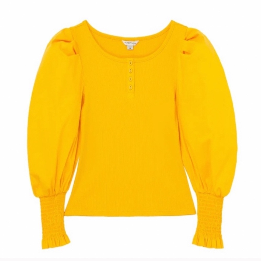 Nordstrom Yellow/gold Knit to Woven Henley Top, Big Girls 14.